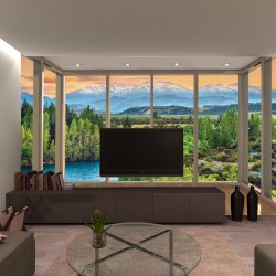 Wallpapers mural Mountain View window gold
