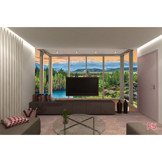 Wallpapers mural Mountain View window gold Wallpapers mural Mountain View window gold