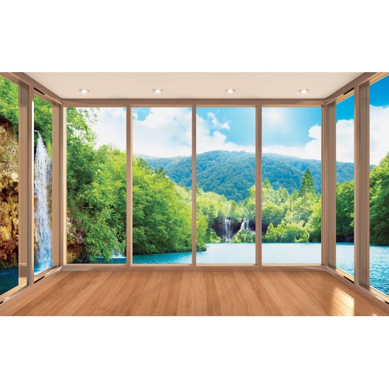 Wallpapers mural Thailand waterfall view window gold Wallpapers mural Thailand waterfall view window gold