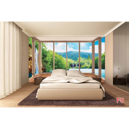 Wallpapers mural Thailand waterfall view window gold Wallpapers mural Thailand waterfall view window gold