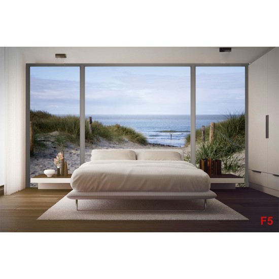 Wallpapers mural seascape with dunes and path window