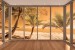 Wall murals beach with palm trees on orange background window 