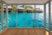 Wall murals Tropical view of Bora Bora window gold