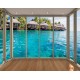 Wall murals Tropical view of Bora Bora window gold Wall murals Tropical view of Bora Bora window gold
