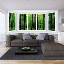 Wall murals window wall view the green forest Wall murals window wall view the green forest