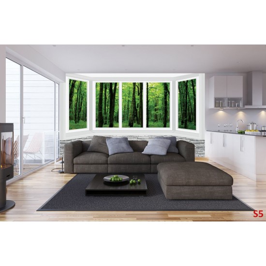 Wall murals window wall view the green forest