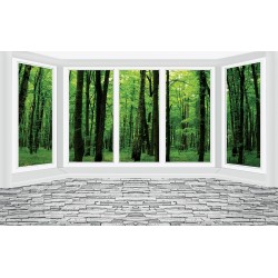 Wall murals window wall view the green forest