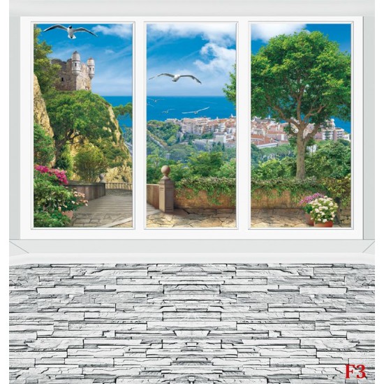 Wall murals mitation window wall sea and seagulls Wall murals mitation window wall sea and seagulls