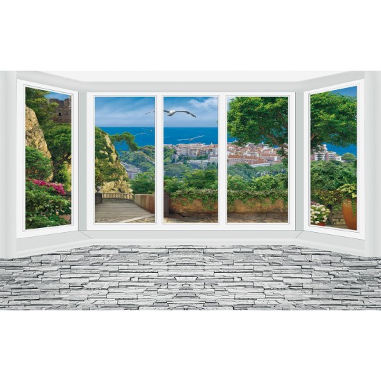 Wall murals mitation window wall sea and seagulls Wall murals mitation window wall sea and seagulls