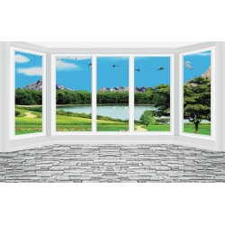 Photo murals Imitation window wall view 3d lake