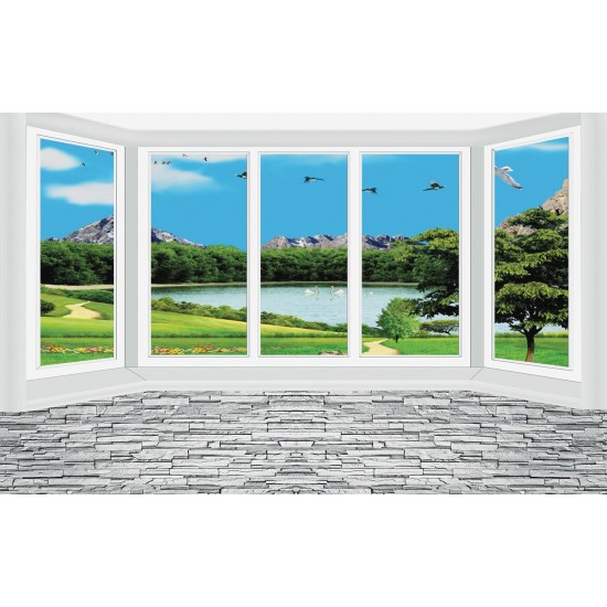 Photo murals Imitation window wall view 3d lake Photo murals Imitation window wall view 3d lake