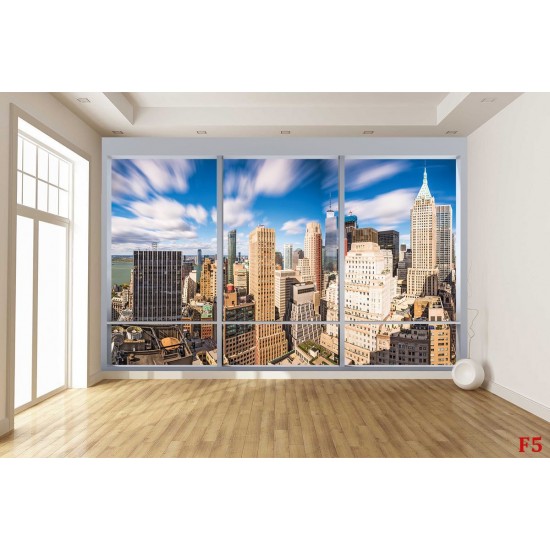Wallpapers mural french window overlooking Financial Center New York Wallpapers mural french window overlooking Financial Center New York