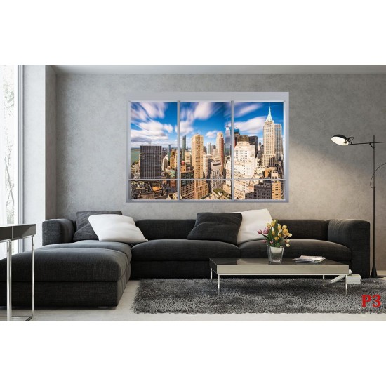 Wallpapers mural french window overlooking Financial Center New York Wallpapers mural french window overlooking Financial Center New York