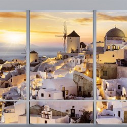 Wallpapers mural French window overlooking Santorini night 2