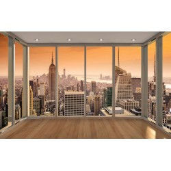 Photo murals Window golden view New York orange