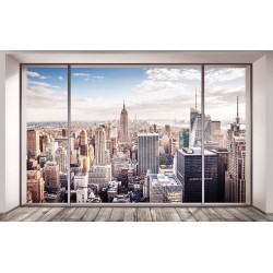 Photo mural imitation walls with window view Manhattan Photo mural imitation walls with window view Manhattan