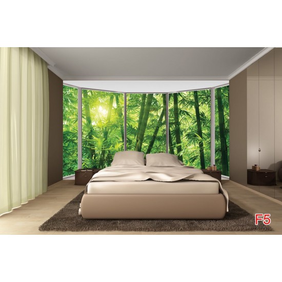 Wallpapers mural ellipse window view bamboo forest