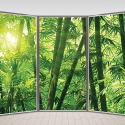 Wallpapers mural ellipse window view bamboo forest