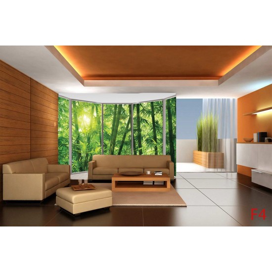 Wallpapers mural ellipse window view bamboo forest