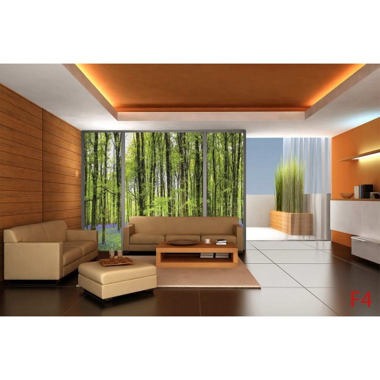 Wallpapers mural window view of forest with purple color Wallpapers mural window view of forest with purple color