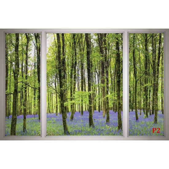 Wallpapers mural window view of forest with purple color Wallpapers mural window view of forest with purple color