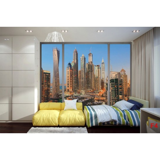 Wallpapers mural view of Dubai skyscrapers window 2 Wallpapers mural view of Dubai skyscrapers window 2