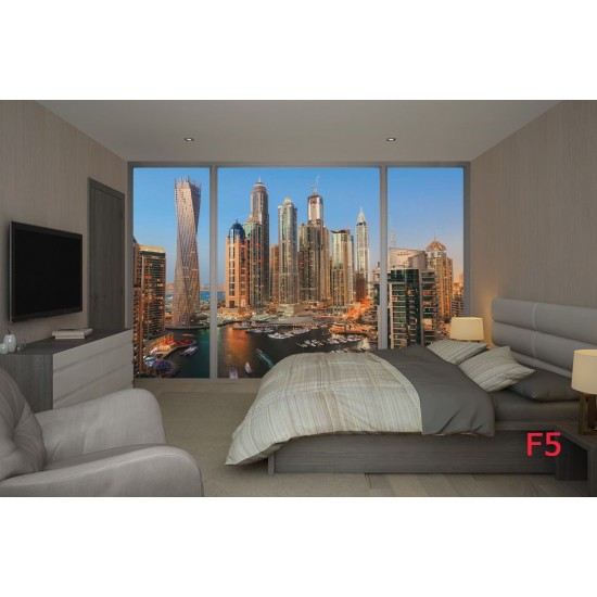 Wallpapers mural view of Dubai skyscrapers window 2 Wallpapers mural view of Dubai skyscrapers window 2