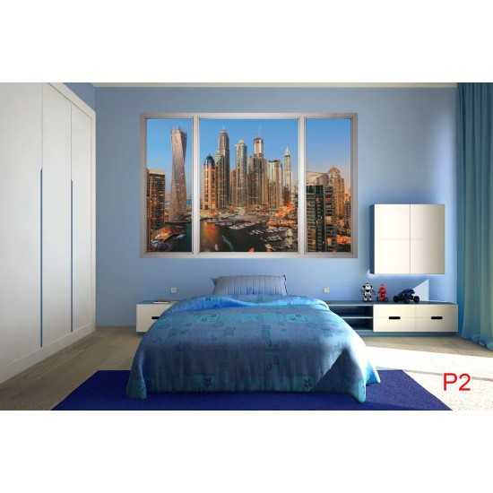 Wallpapers mural view of Dubai skyscrapers window 2 Wallpapers mural view of Dubai skyscrapers window 2