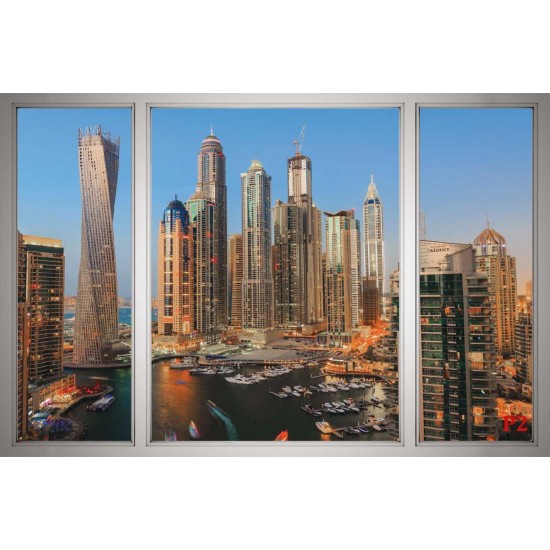 Wallpapers mural view of Dubai skyscrapers window 2 Wallpapers mural view of Dubai skyscrapers window 2