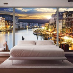 Wallpapers mural night view of a beautiful Venetian channel window