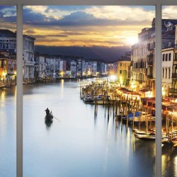 Wallpapers mural night view of a beautiful Venetian channel window