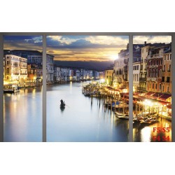 Wallpapers mural night view of a beautiful Venetian channel window Wallpapers mural night view of a beautiful Venetian channel window