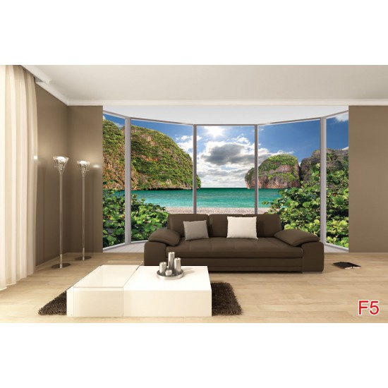 Wallpapers mural ellipse window beautiful view of the beach