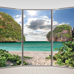 Wallpapers mural ellipse window beautiful view of the beach