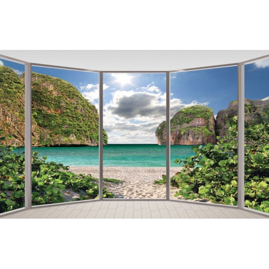 Wallpapers mural ellipse window beautiful view of the beach