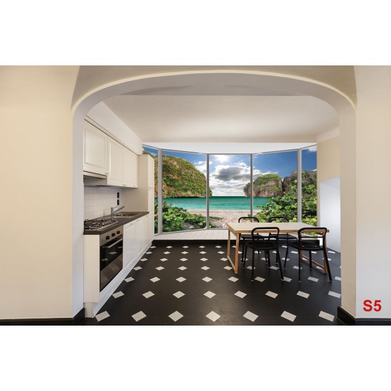 Wallpapers mural ellipse window beautiful view of the beach