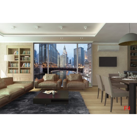 Wallpapers mural panoramic daily view of Chicago and river window