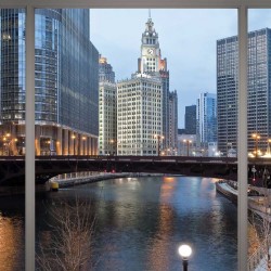 Wallpapers mural panoramic daily view of Chicago and river window
