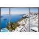 Photo mural view from Santorini in a french window Photo mural view from Santorini in a french window