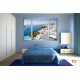 Photo mural view from Santorini in a french window Photo mural view from Santorini in a french window