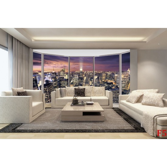 Wallpapers mural panoramic view New York at night with a window