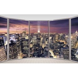 Wallpapers mural panoramic view New York at night with a window