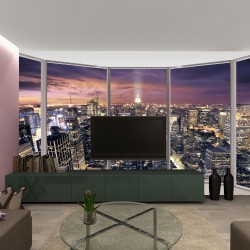 Wallpapers mural panoramic view New York at night with a window