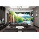 Wallpapers mural ellipse window with waterfall view Wallpapers mural ellipse window with waterfall view