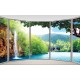 Wallpapers mural ellipse window with waterfall view Wallpapers mural ellipse window with waterfall view