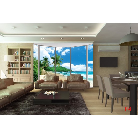 Wallpapers mural ellipse window with coast and palms Wallpapers mural ellipse window with coast and palms