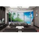 Wallpapers mural ellipse window with coast and palms 2 Wallpapers mural ellipse window with coast and palms 2
