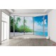 Wallpapers mural ellipse window with coast and palms 2 Wallpapers mural ellipse window with coast and palms 2