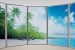 Wallpapers mural ellipse window with coast and palms 2