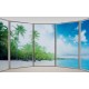 Wallpapers mural ellipse window with coast and palms 2 Wallpapers mural ellipse window with coast and palms 2